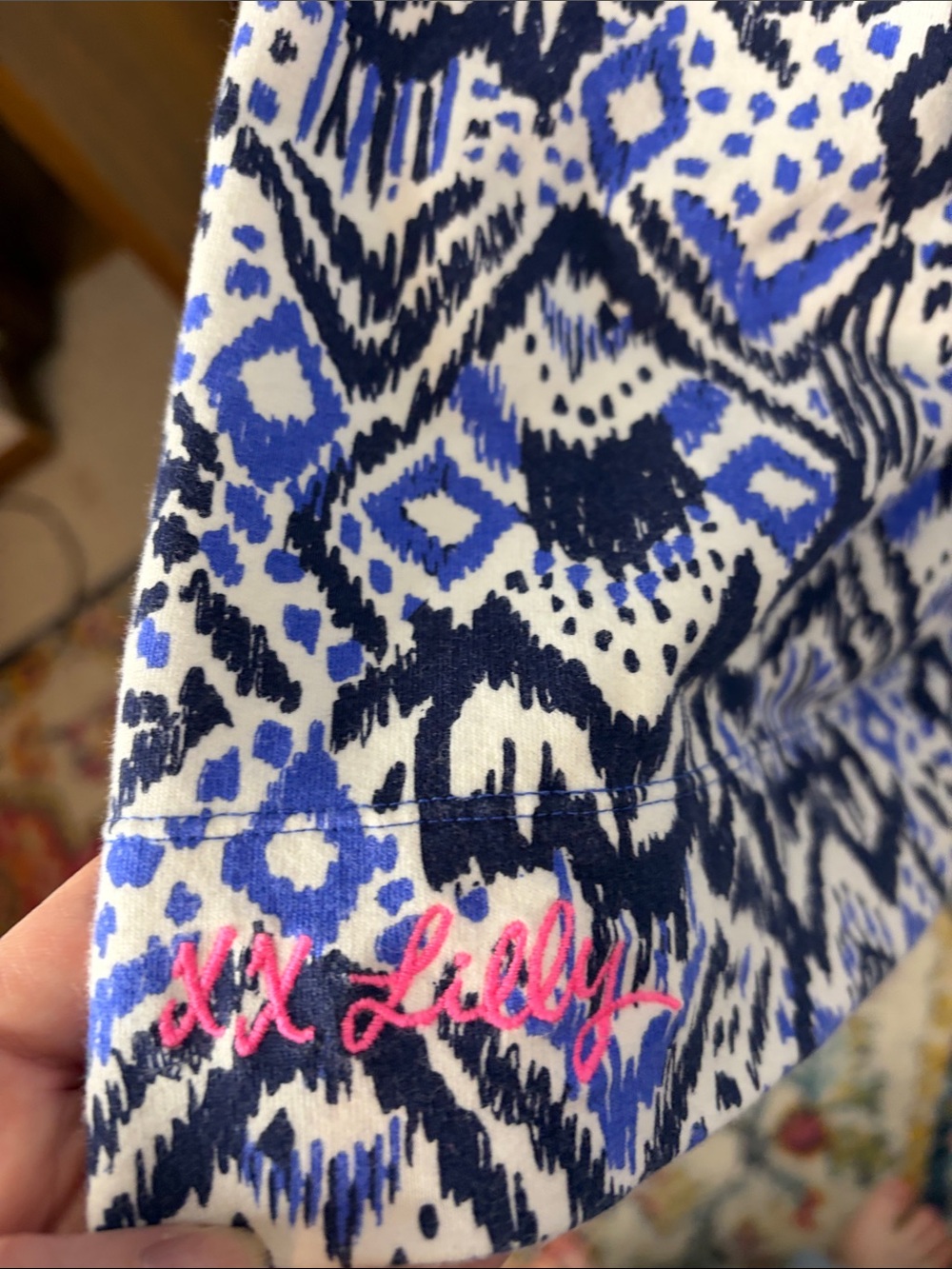 Lily Pulitzer Blue & White Skipper Dress in Oh My COD 1/2 Zip Pop Over Size XL - Picture 5 of 10
